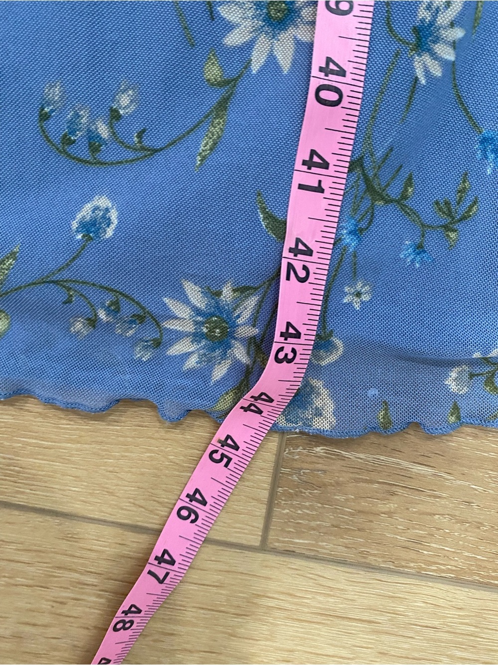 Thirty Thirty LA Blue Floral Mesh Midi Dress L Fairycore Y2K 90’s Inspired Slip - Picture 8 of 10